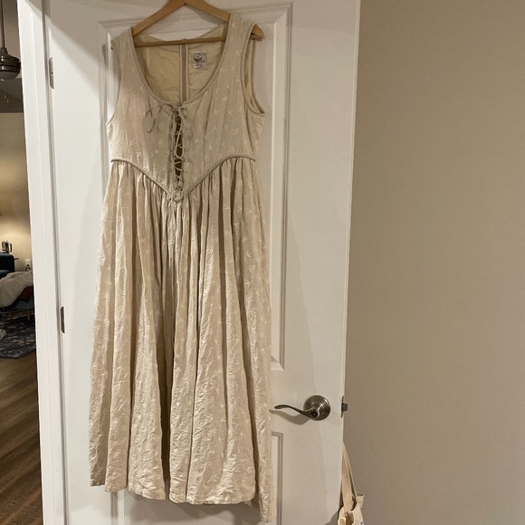 Linennaive ANIS 23 | LACE-UP JACQUARD LINEN CORSET DRESS - Picture 1 of 1